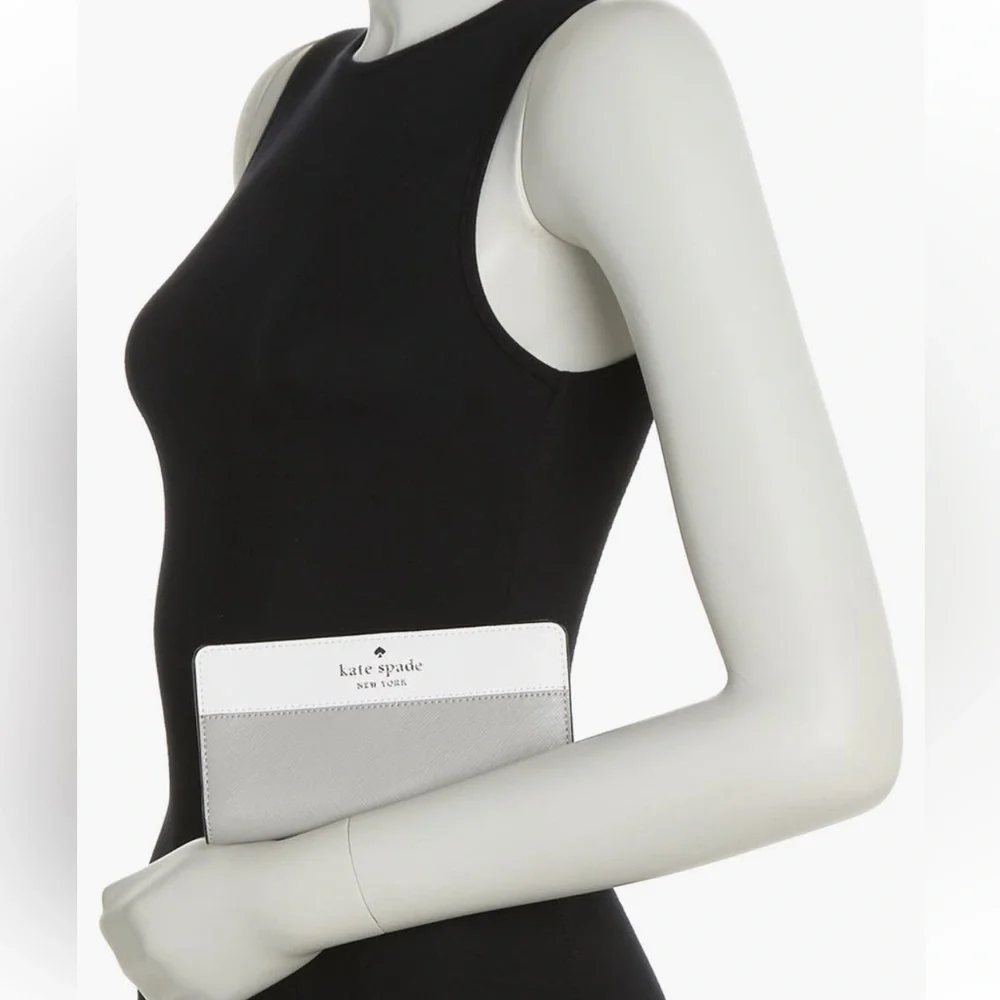 Kate Spade New York Staci Large Slim Bifold Wallet in Nimbus Grey Multi NWT - Picture 2 of 7